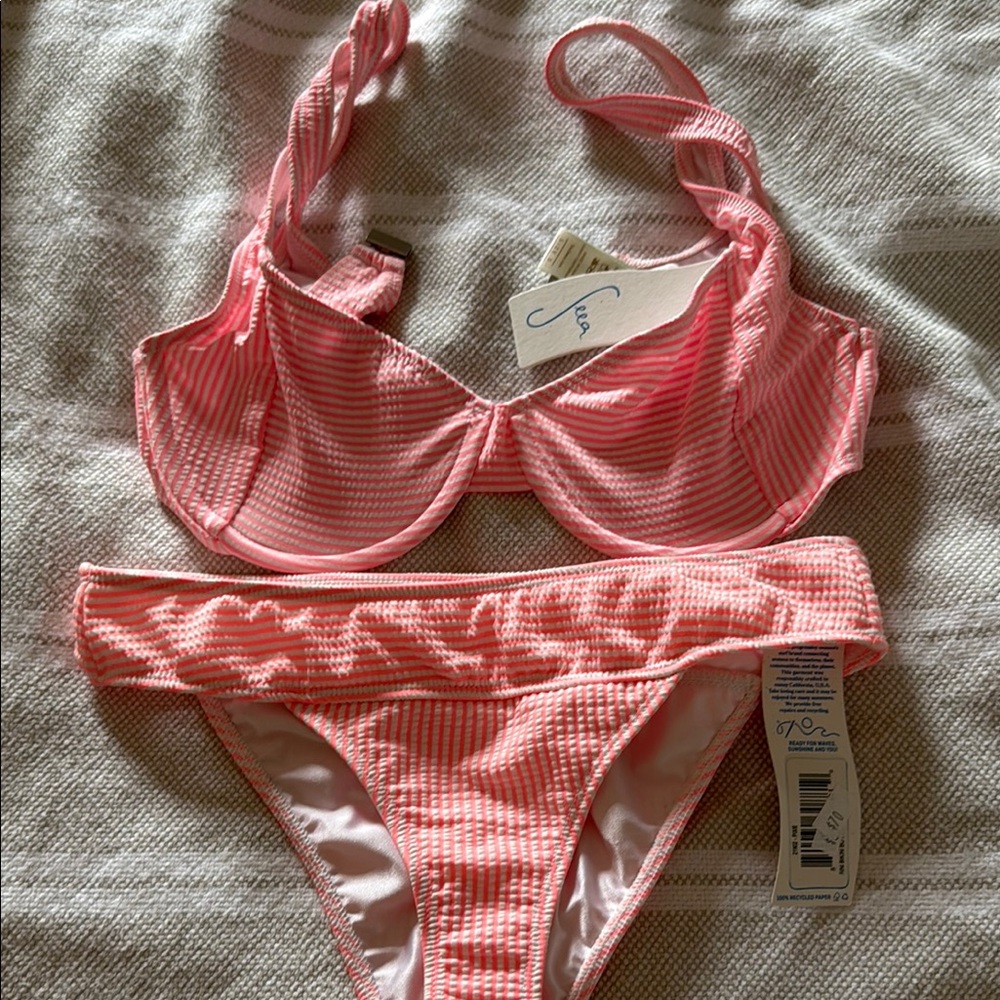 Seea Pink and White Bikini Set Swimwear